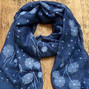 Soft Dandelion Print Scarf - Slate Blue