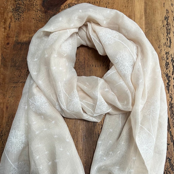 Soft Dandelion Print Scarf - Ivory