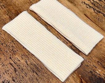 Warm Classy Fingerless Print Gloves - Cream