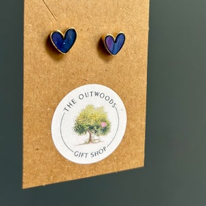 Midnight Blue Sparkle Heart Stud Earrings