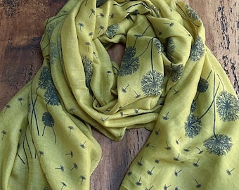 Soft Dandelion Print Scarf - Pistachio Green