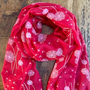 Soft Dandelion Print Scarf - Red