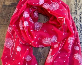 Soft Dandelion Print Scarf - Red