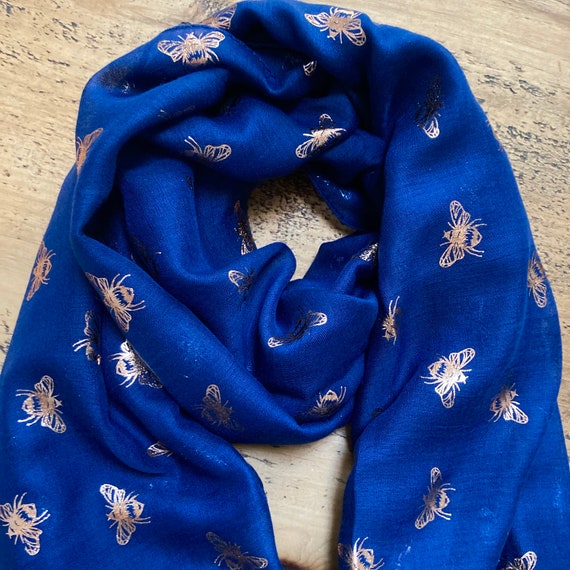 Navy cheap print scarf