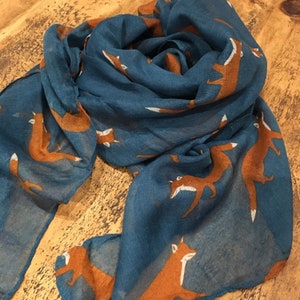 Fox Print Scarf - Teal