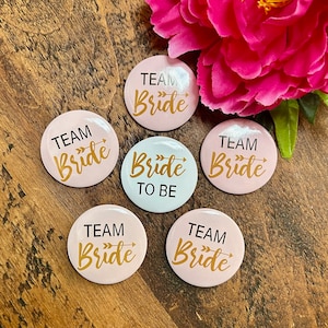 Team Bride Hen Party Badges - Pink & White