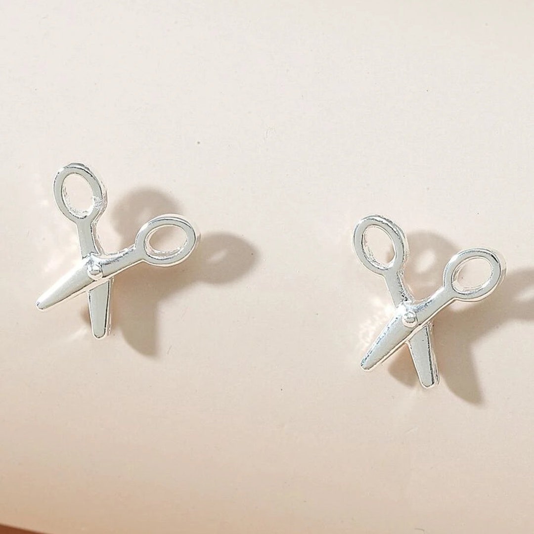 Scissor Stud Earrings Etsy UK