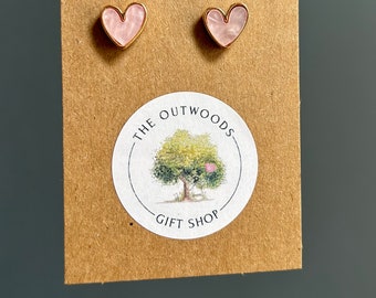 Pale Pink Heart Stud Earrings