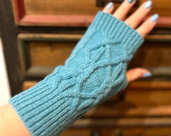 Cosy Woolly Wrist Warmer Fingerless Gloves - Lake Blue - Etsy