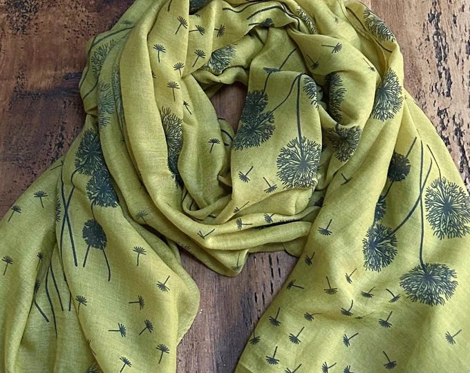 Soft Dandelion Print Scarf - Pistachio