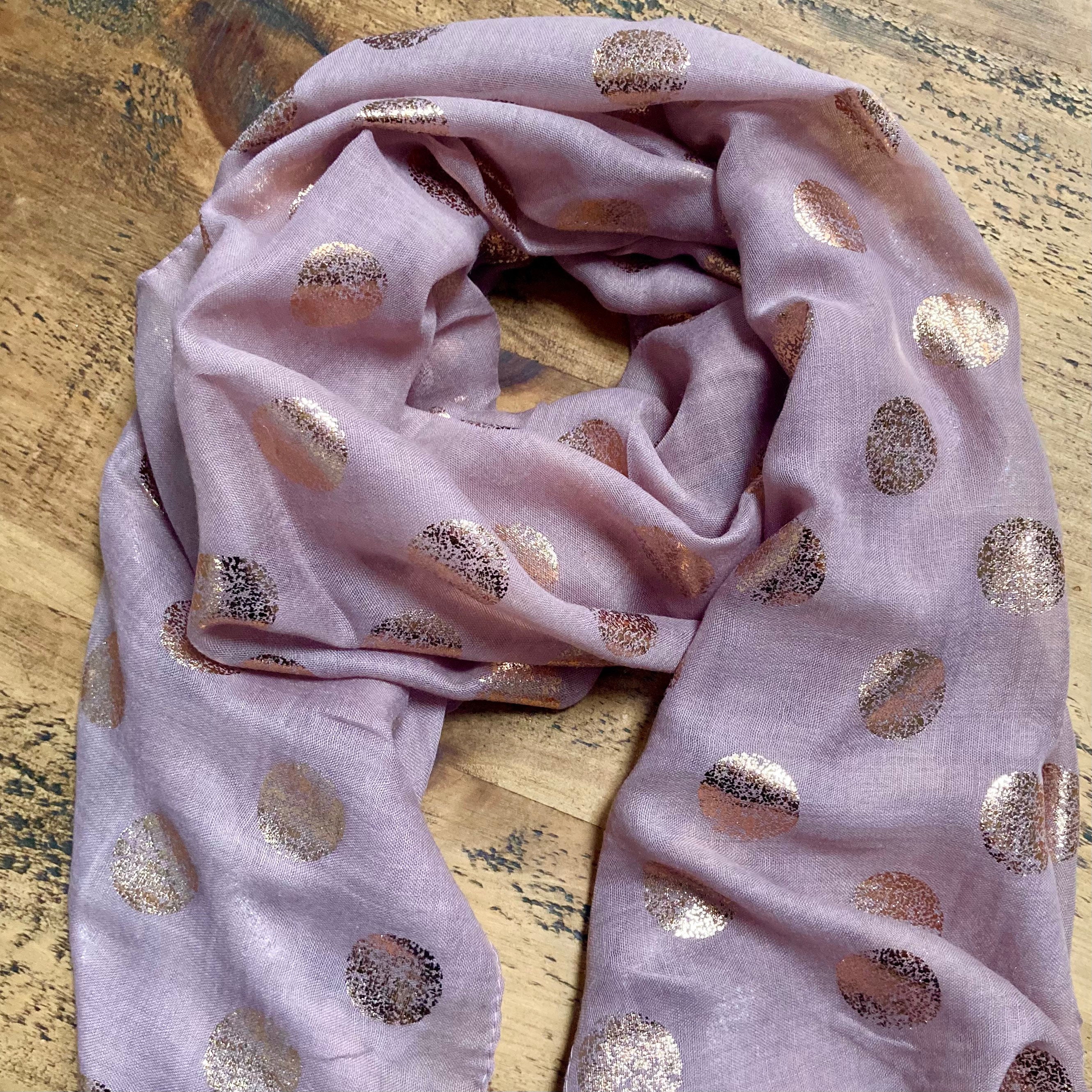 Gold Metallic Spot Print Scarf - Pink & Gold