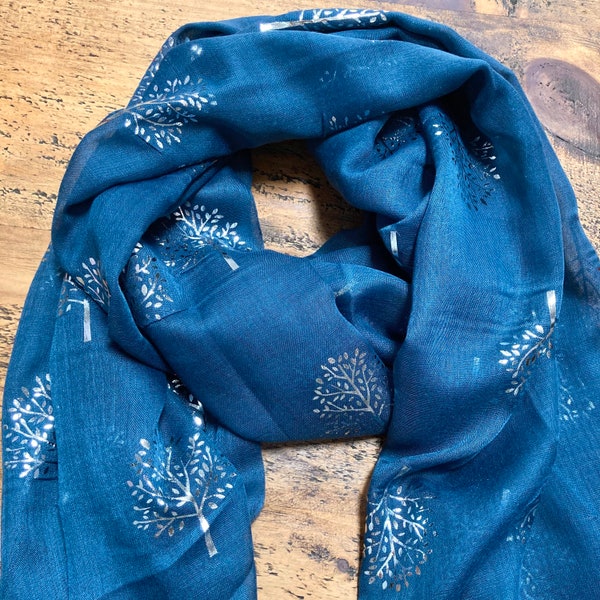 Soft Tree of Life Scarf - Dark Teal