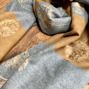 Soft, Cosy Reversible Winter Dandelion Scarf - Camel & Grey