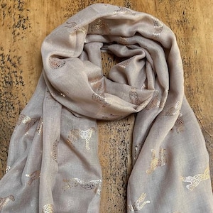 Beautiful Foiled Leopard Scarf - Mink & Rose Gold