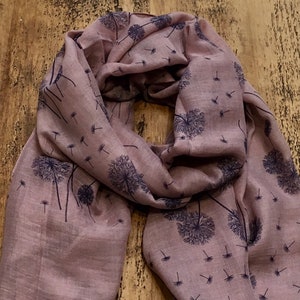 Soft Dandelion Print Scarf - Dusky Pink