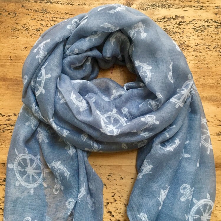 Women's Soft Spring Silk Head Scarf with Nautical Vintage Striped Anchor  Print,Fashion Scarves Lightweight Scarf Travel Beach Sunscreen Shawl at   Women's Clothing store