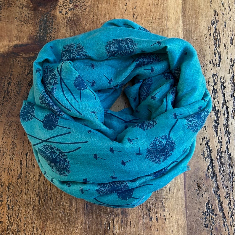 Soft Dandelion Print Scarf Teal image 4