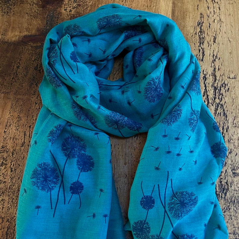 Soft Dandelion Print Scarf Teal image 1