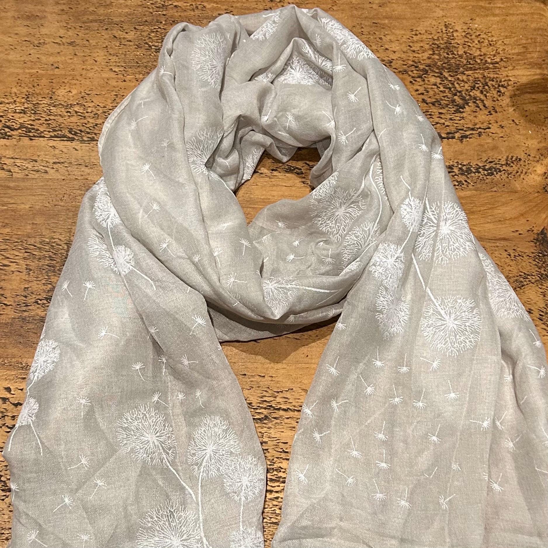 Soft Dandelion Print Scarf - Grey