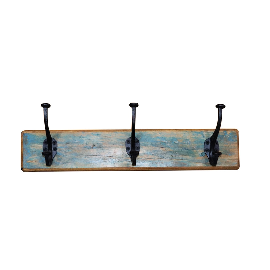Farmhouse Style Reclaimed Wood Wall Hook Panel Distressed Etsy