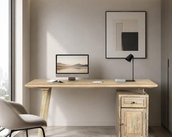 Handcrafted Reclaimed Wood Executive Desk | 56 Inch Solid Wood Writing Table | Rustic Farmhouse Home Office Furniture |Sustainable Work Desk
