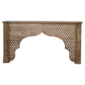 Mediterranean Style Carved Lattice Arch Solid Wood 75&quot; Long Console | Unique Sofa Table | Hallway Foyer Table | Indian Moorish Furniture