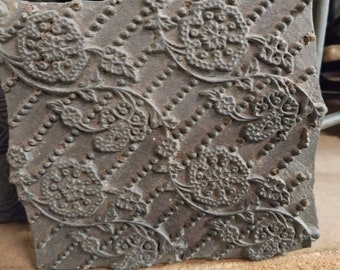 Vintage Carved Wooden Fabric Printing Block | Antique Wooden Decorative Printing Stamps | Handcrafted Eclectic Decor | Detailed Ornate
