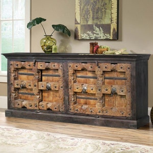 Antiguo estilo campestre tallado de madera maciza de 4 puertas | Etsy