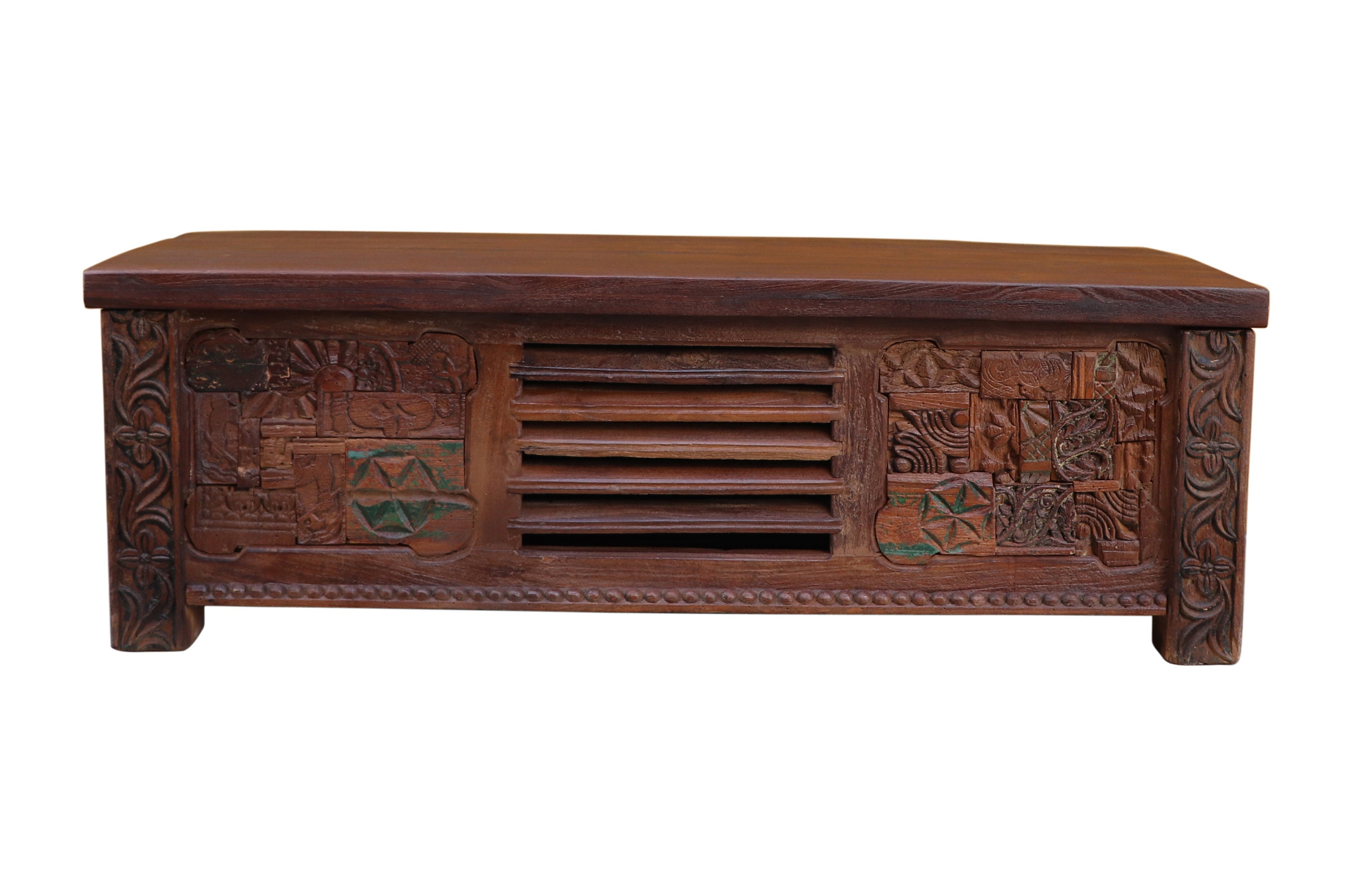 Vintage tallado caja de manta / cofre de madera maciza / | Etsy