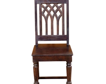 Cathedral Solid Mango Wood Dining Chair | Rustic Wood Dining Chair With Back Support | Handcrafted Dining Room Chair | Living Room Chair