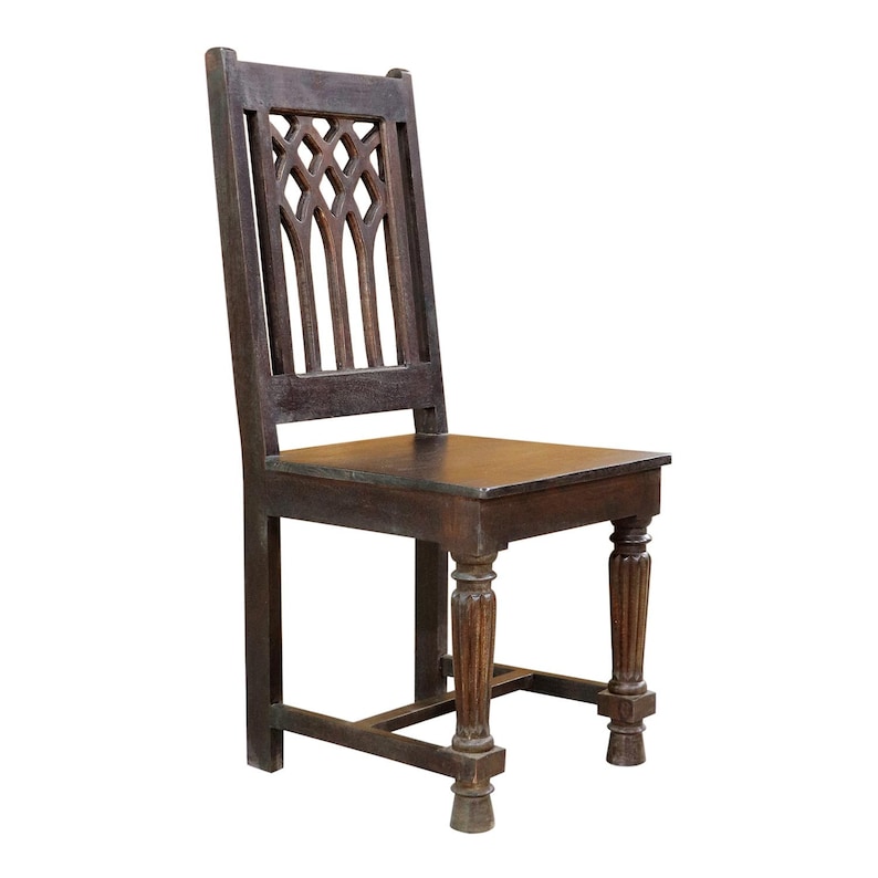 Cathedral Solid Mango Wood Dining Chair Rustic Wood Dining Etsy