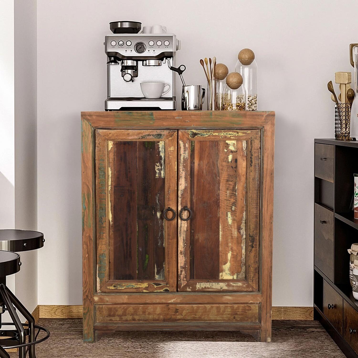 Distressed Painted Reclaimed Wood 2-door Storage Cabinet