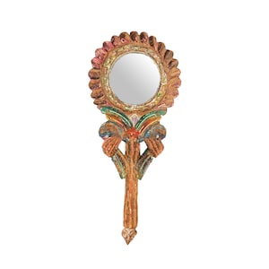 Vintage Carved Handheld Mirror | Victorian Style Decorative Mirror | Hand Painted Unique Vanity Mirror | Makeup Mirror | Mother&#39;s Day Gift