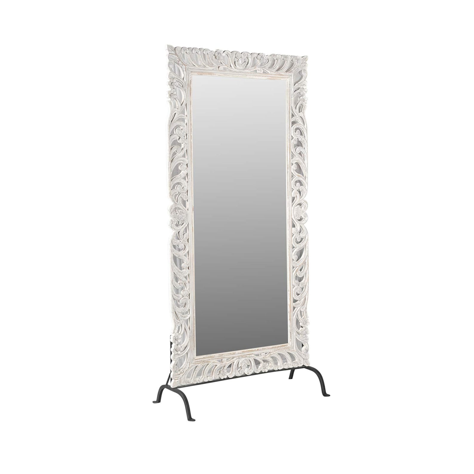 84 Inch Full Length Mirror With Stand | Hand Carved Wood Floor Mirror ...