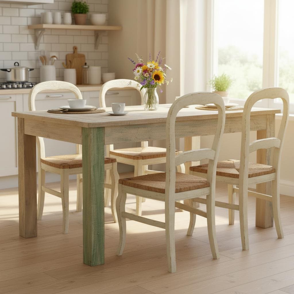 Modern Farmhouse Dining Table | 6 Seater Solid Wood Kitchen Table ...