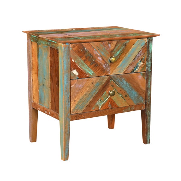 Farmhouse Style Distressed Painted 24" Wide Solid Wood Nightstand With Drawers | Rustic Modern Bedside Table | Small Cabinet With Drawers