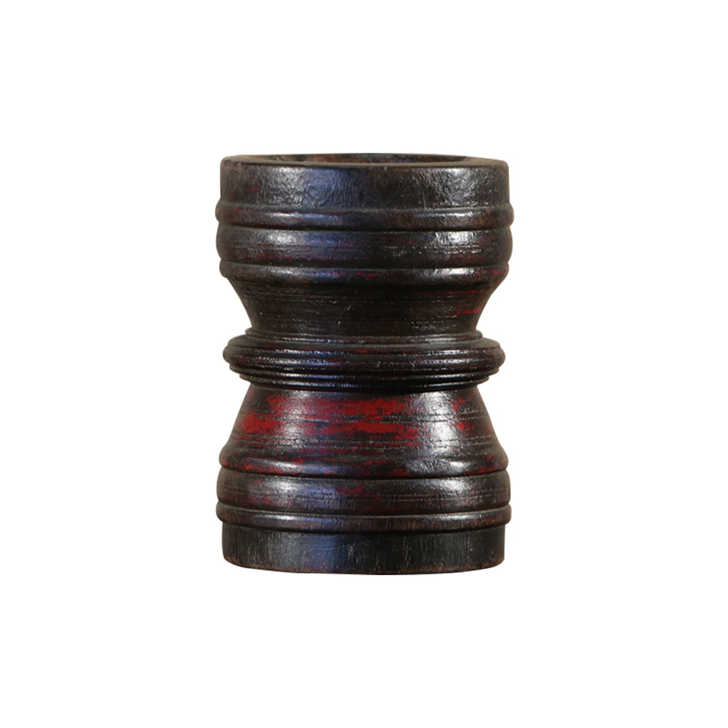 Vintage Wooden Mortar Repurposed Rustic Candle Holder | Handmade Old Herb Grinder Upcycled Accent Candlestand | Unique Wooden Catchall