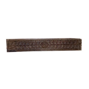 Antique Hand Carved Teak Wood Frieze Wall Art  | Rustic Indian Door Header | Distressed Carved Panel | Kitchen Hood Carving Spanish Hacienda