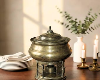 Antique English Georgian Country House Kitchen Hand Forged Copper 6 Imperial Pint Tea Kettle, Pot