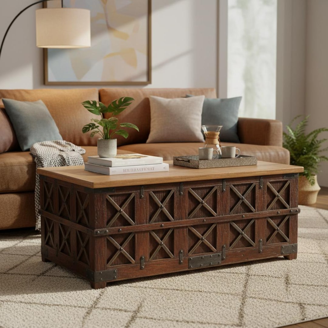 Extra Large Rustic Storage Table Rustic Ranch Style Antique Teak Wood Chest Extra Large Coffee Table ...