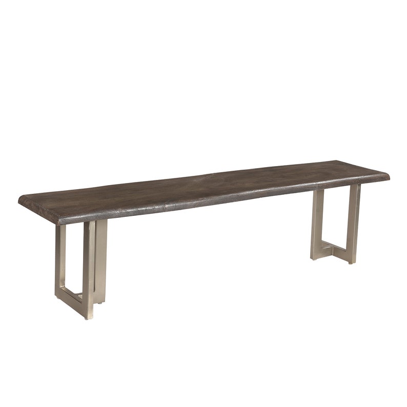 Modern Foyer Table Solid Wood Top Bench With Distressed Chrome Etsy