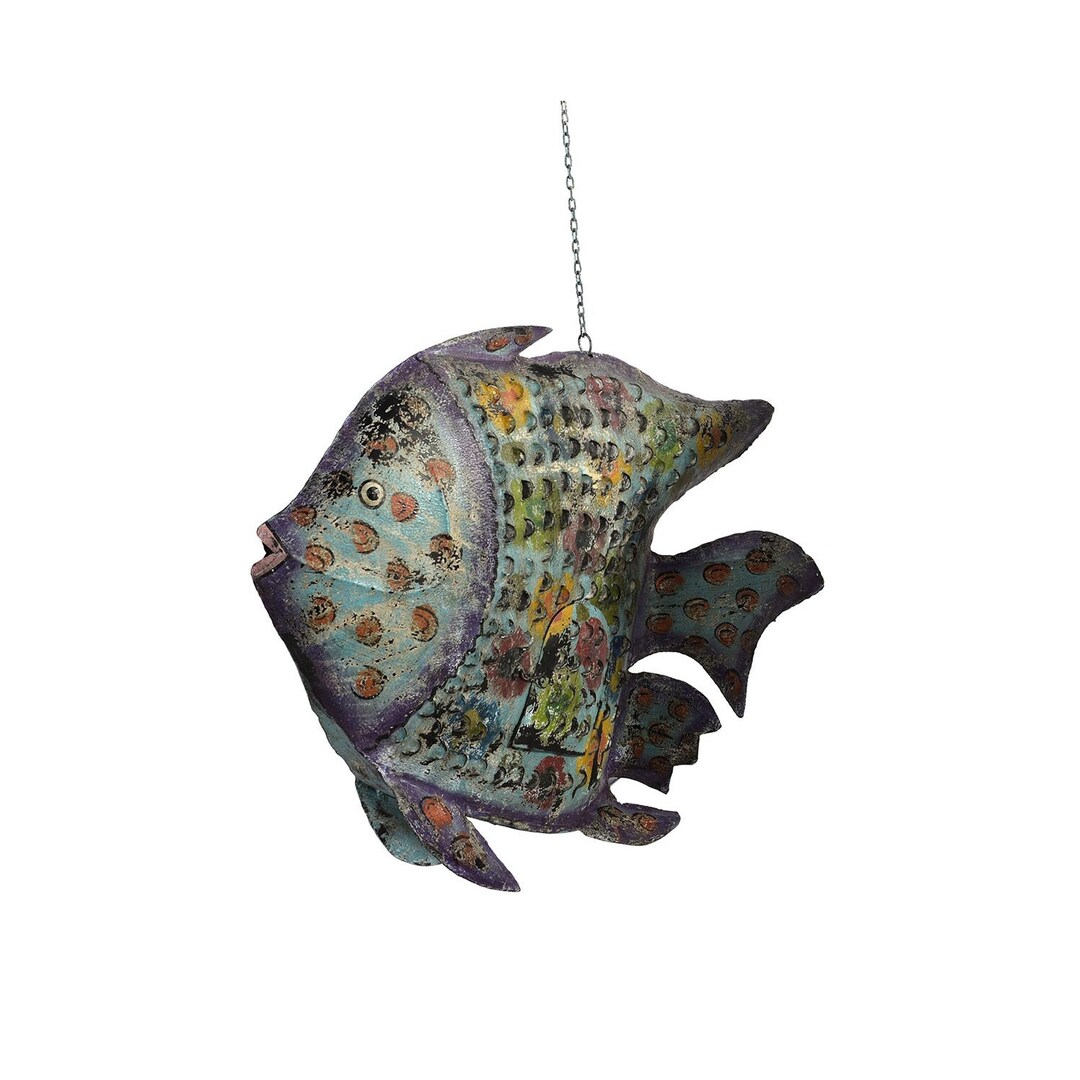 Hanging Metal Fish Candle Holder With Chain Coastal Style Fish Decor 42