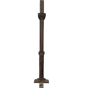 Mid 1900s Hand Carved Freestanding Teak Wood Columns - Set of 2 | Vintage Indian Pillars | 87 inch Tall Decorative Columns | Old Columns