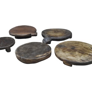 Rustic Antique Solid Wood Riser| Unique Wood Tray| Farmhouse Planter Stand| Dessert Cake Stand| Distressed Weathered Pedestal| Low Table