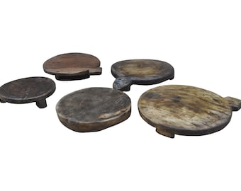 Rustic Antique Solid Wood Riser| Unique Wood Tray| Farmhouse Planter Stand| Dessert Cake Stand| Distressed Weathered Pedestal| Low Table