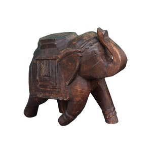 Vintage Distressed Elephant Figurine | Rustic Wooden Statue | Unique Gift | Housewarming Good Luck Gift