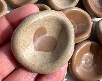 Caramel Beige Ceramic Worry Stone – Earth Symbol Collection - Handmade Grounding Gift