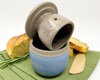 Small french butter dish, ceramic butter keeper with lid, stoneware butter crock, handmade kitchen decor gift