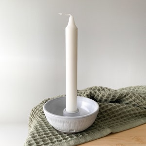 Handmade ceramic candle holder: minimalist Scandinavian pottery home decor gift