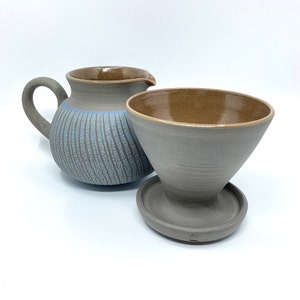 Ceramic coffee dripper set of pour over & coffee jug, pottery coffee maker, handmade coffee lover gift